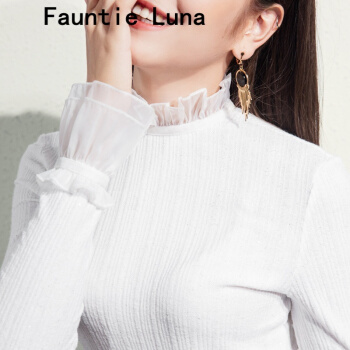Fauntie Lunaの耳元のホワイネの女性は秋冬の新着付け品半タルネのカシオペに着用する年齢内に长袖Tシャツの气质を使っています。レイトのシャッツの二重袖のホワイト色S