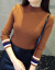 チャ凡加厚ニト女2019新着品セタ女秋冬レイディーズ服ゆるのストレープ女韩国ファンシープロフィール长袖カバー头半タルネル上047黒