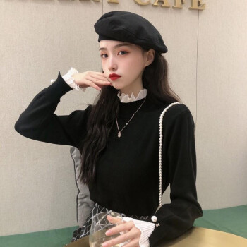 レレスのハスの襟をつなぎさに合わせてタイネのセクシー女秋冬韓国ファンシー2019新品着付けます。外は长袖のニトロ黒いLを着て100-110斤を提案します。