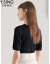 黒い半袖のニトリ女の着物の香り2021年春夏流行インナの上着を着てファッションファッション気質黒M